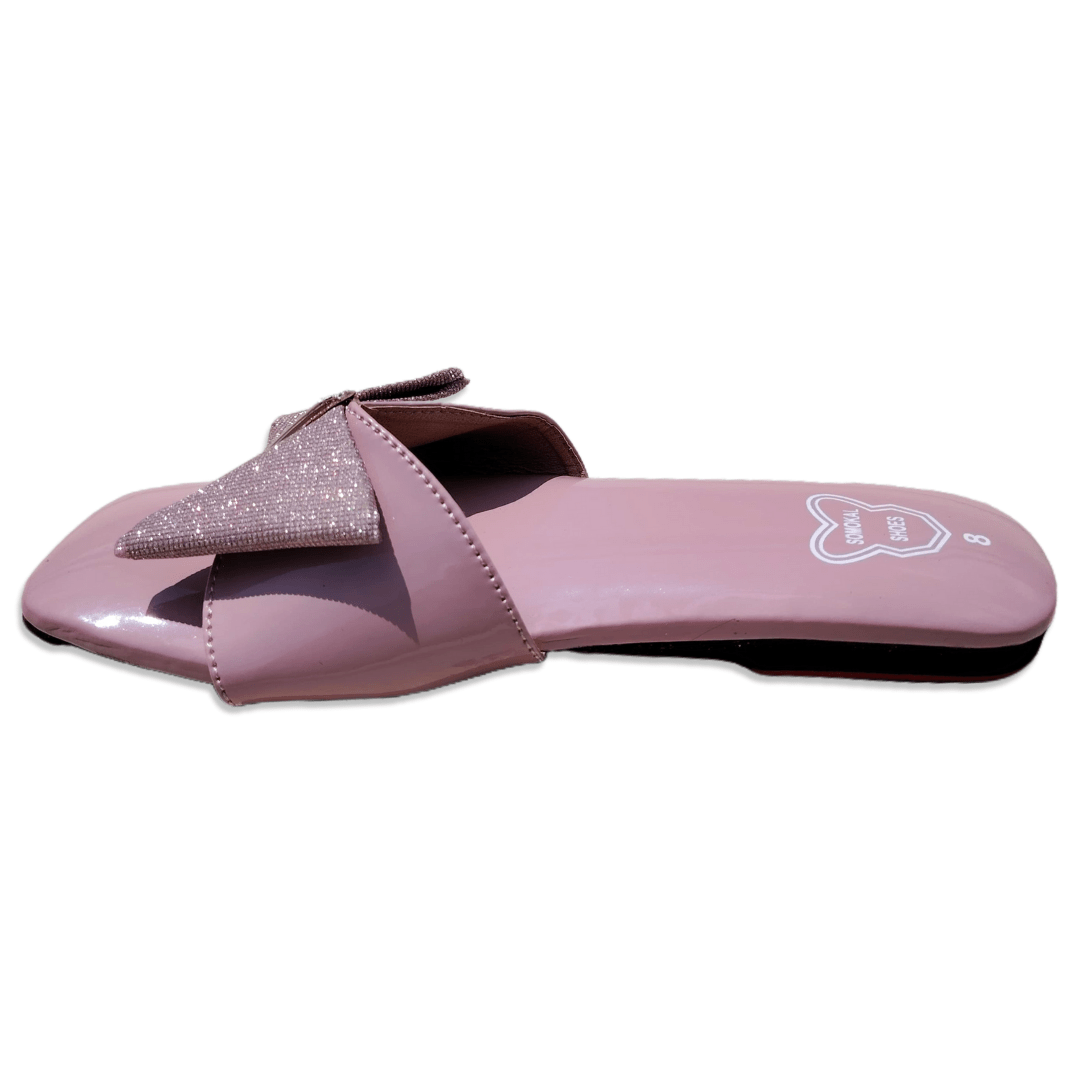 Flats Pink bow side view