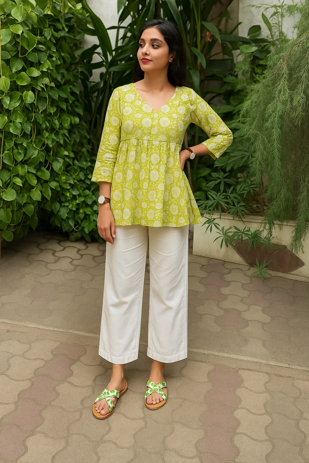 Model of Printed Criss-Cross Flats (White & Green)