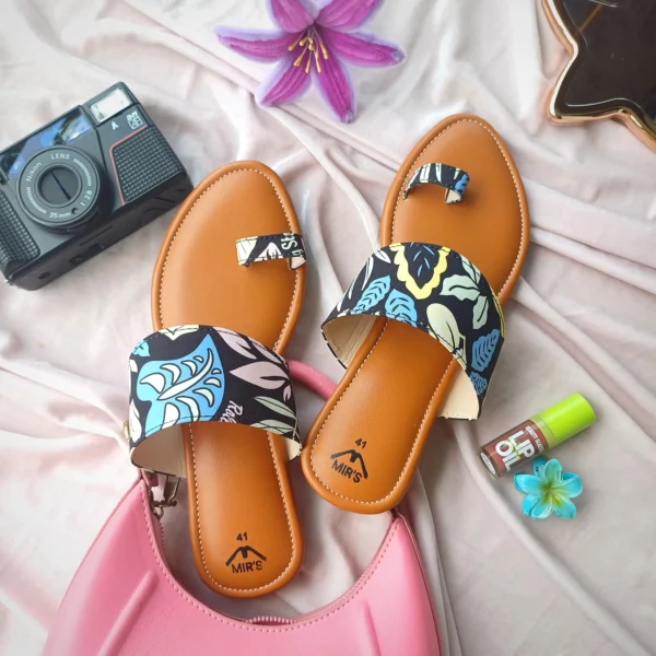 Image of Printed Kolha Flats (Navy Blue)