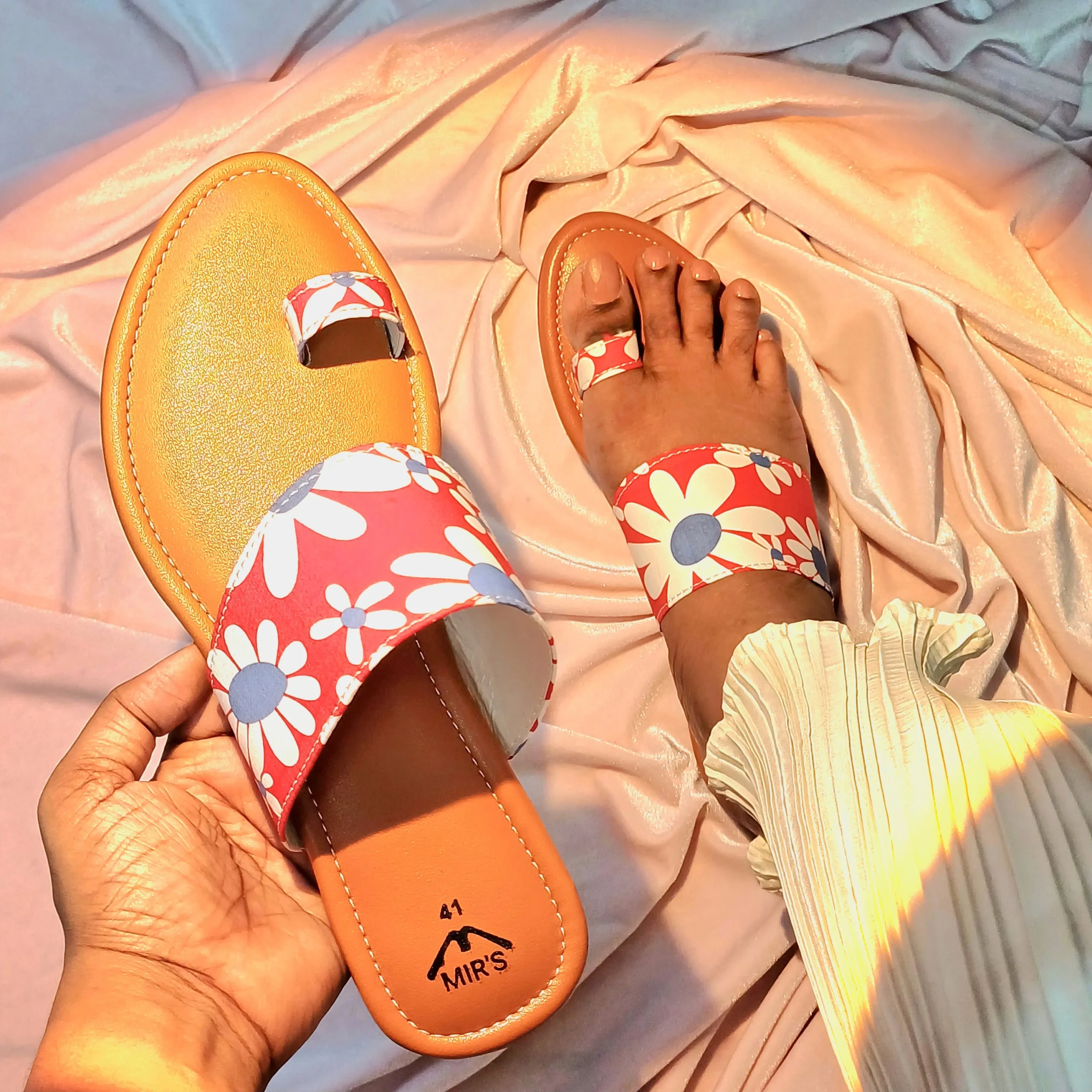 Wearing Printed Kolha Flats (Red)