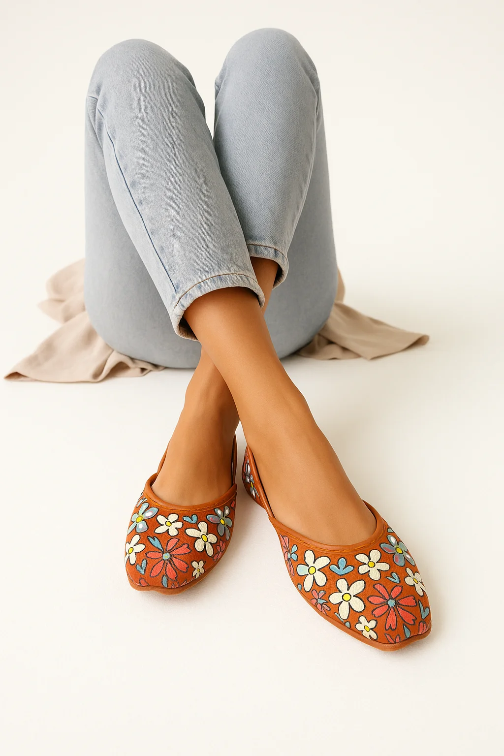 Wearing Printed Jutti (Brown)