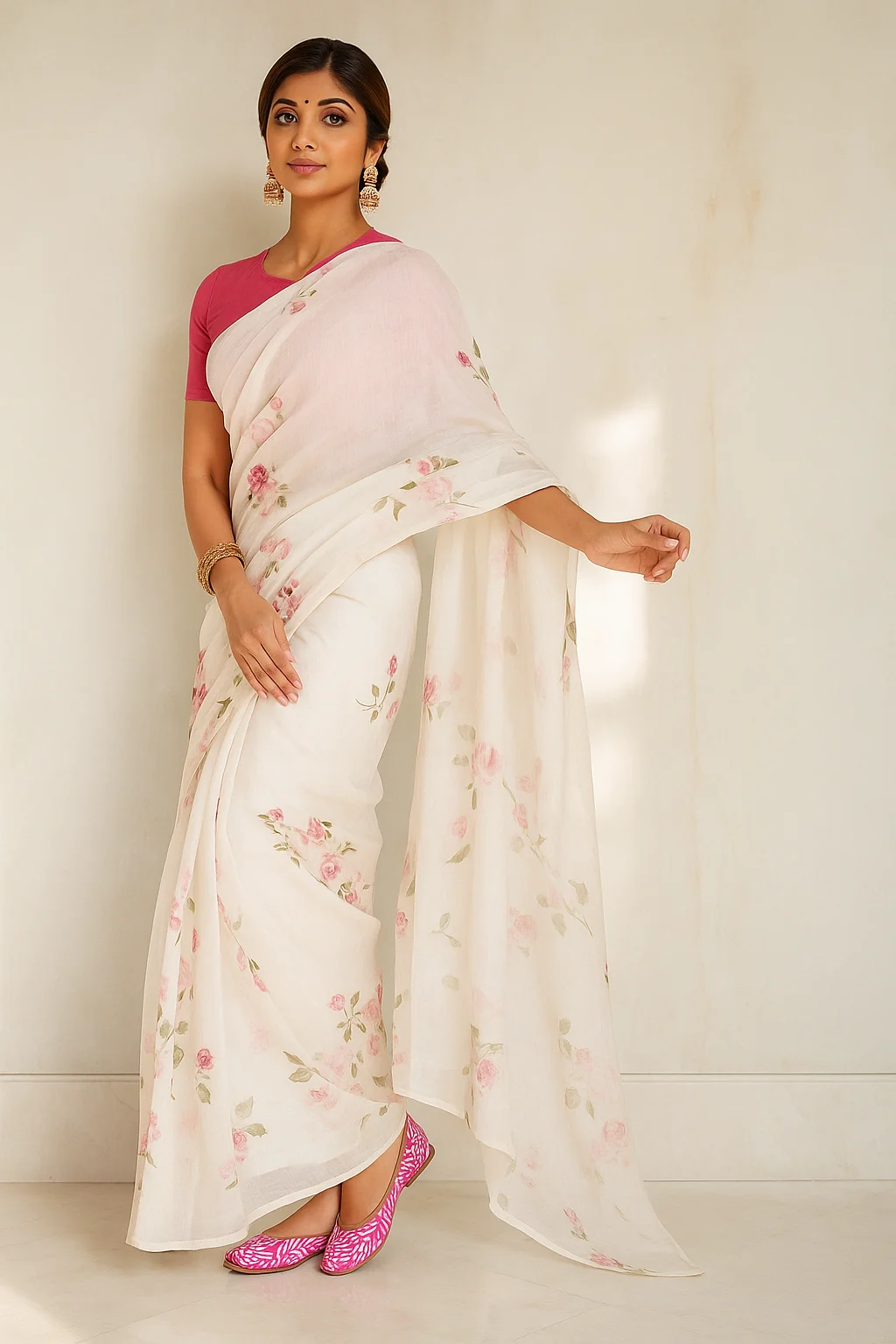 Model 1 of Printed Jutti (Pink)