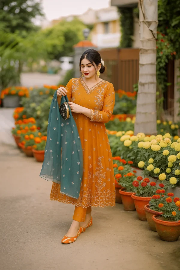 Model 2 of Printed Jutti (Orange & White)