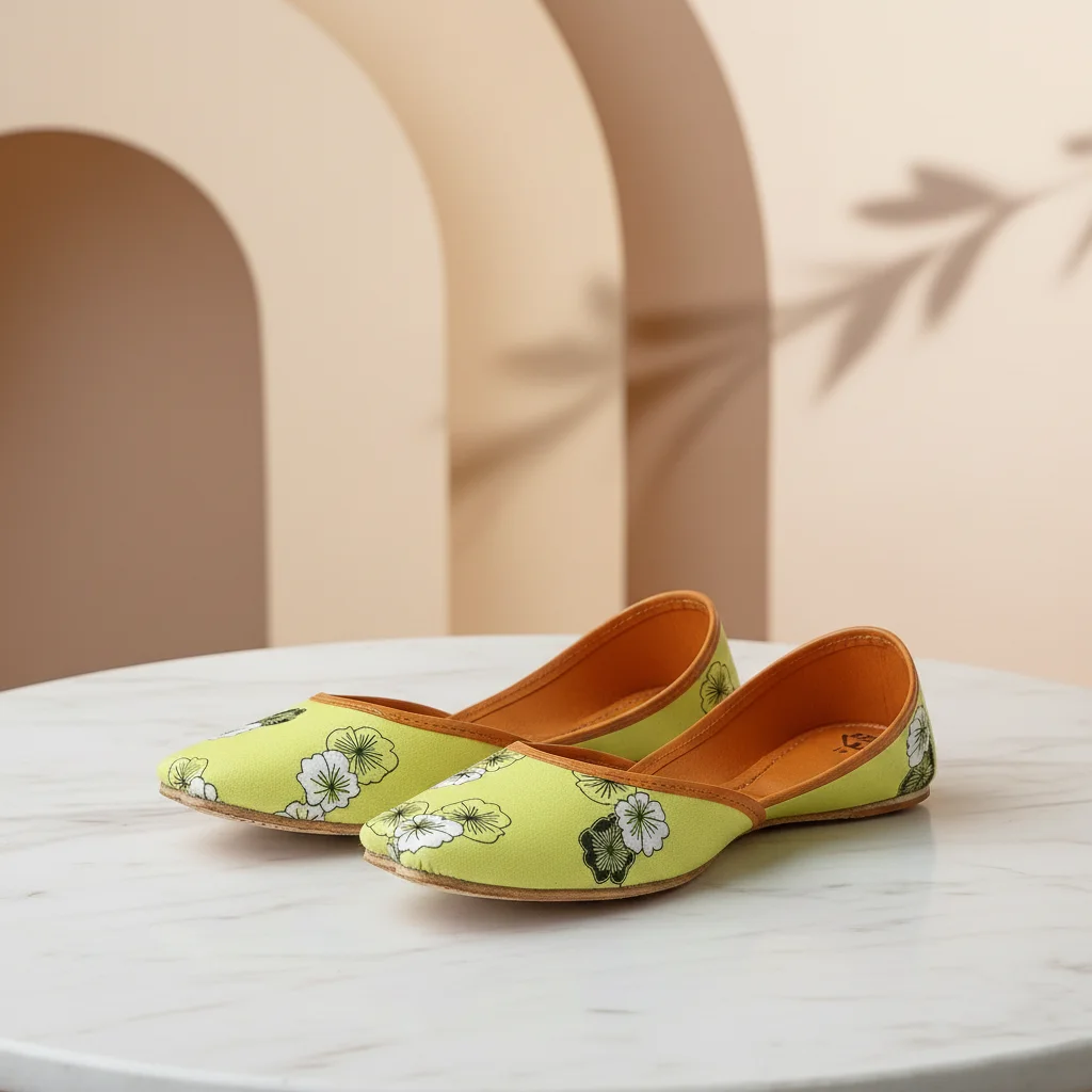 Image of Printed Jutti (Lemon)