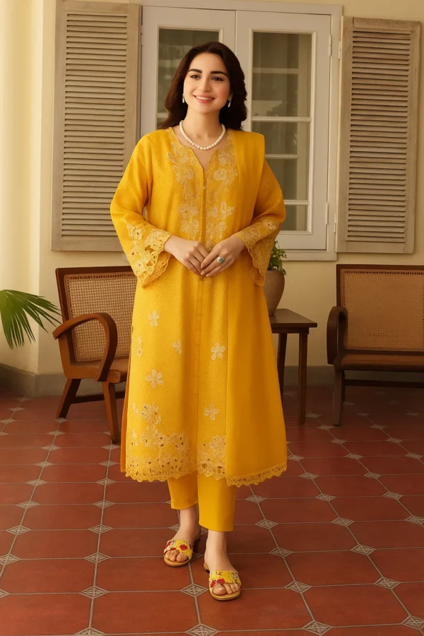 Model 2 of Image of Printed Single Strap Flats (Yellow)