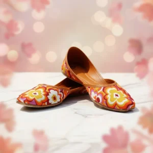 Image 2 of Printed Jutti (Orange)