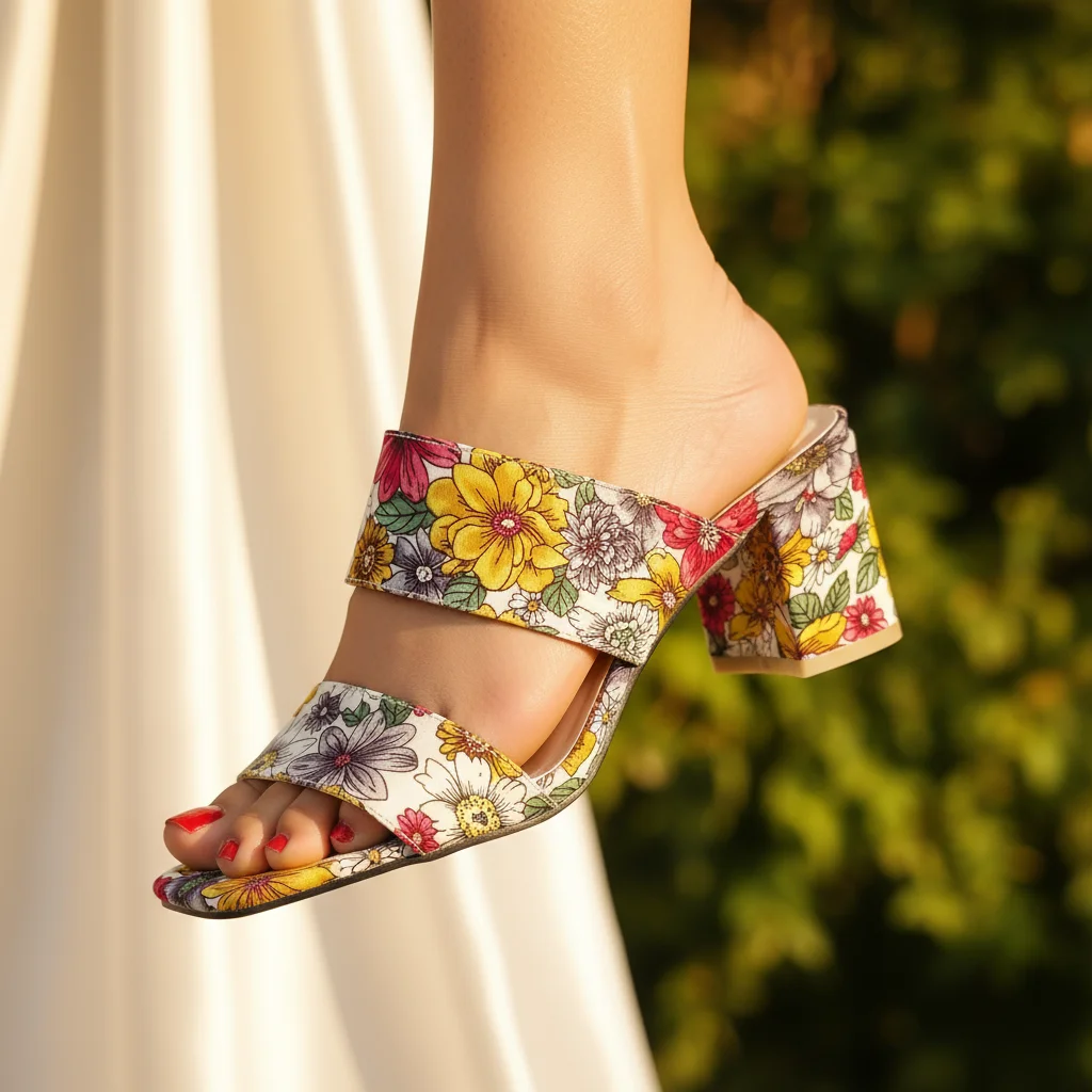 Image of Garden heel close-up with model