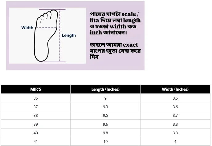 Heels Batch-2 size chart t